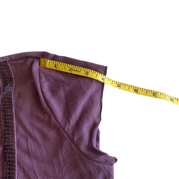 Charlotte Russe Purple Deep V-Neck Sparkle Short Sleeve Top - Picture 11 of 11